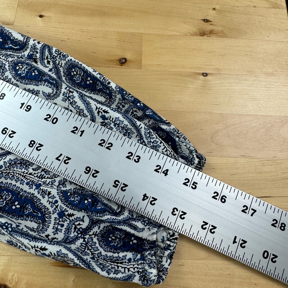 NWT Max Studio L/S Boho Peasant Blouse Shirt Size M Blue Paisley Floral Rayon - Picture 5 of 10